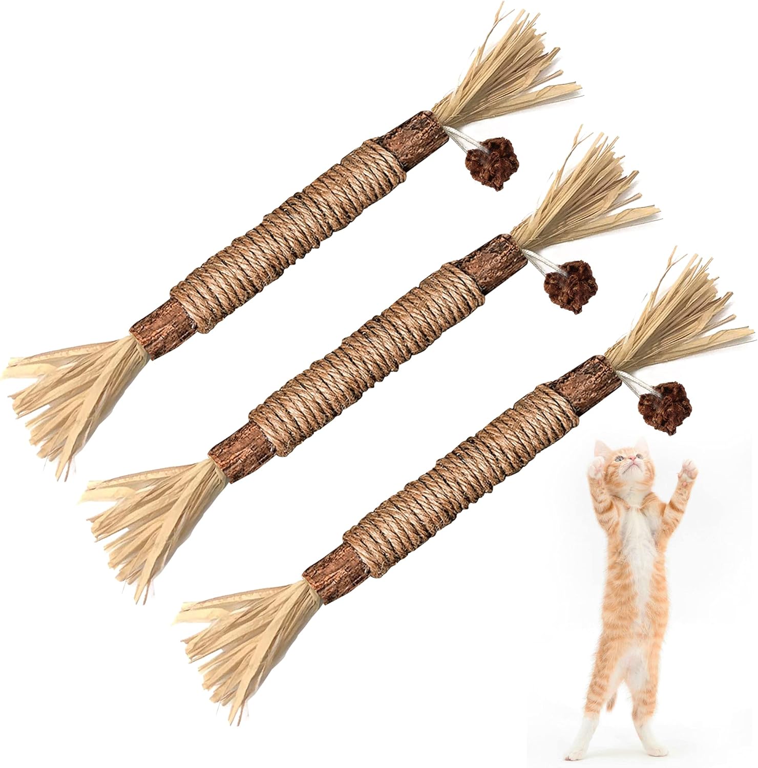 Multiple Bawan silvervine sticks for indoor cats