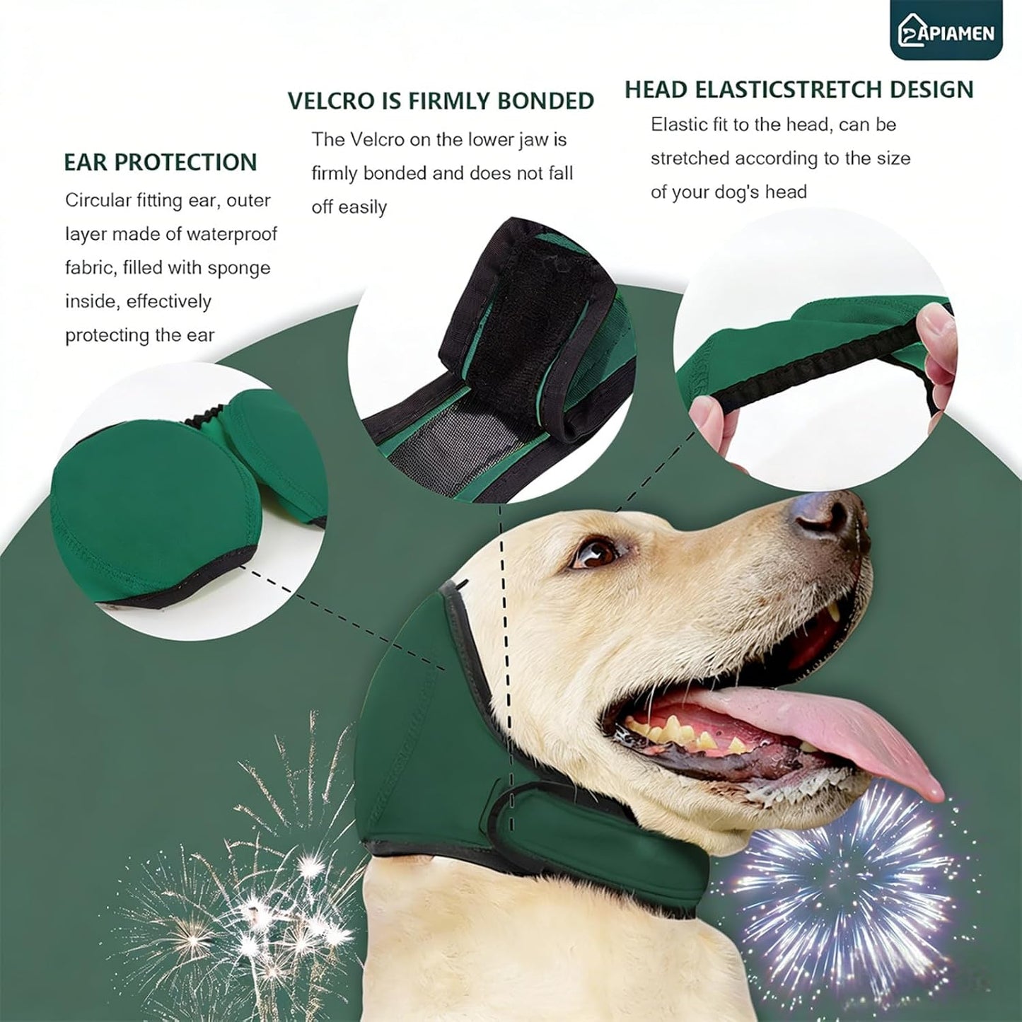 Papiamen noise protection dog ear muffs for anxiety relief close up