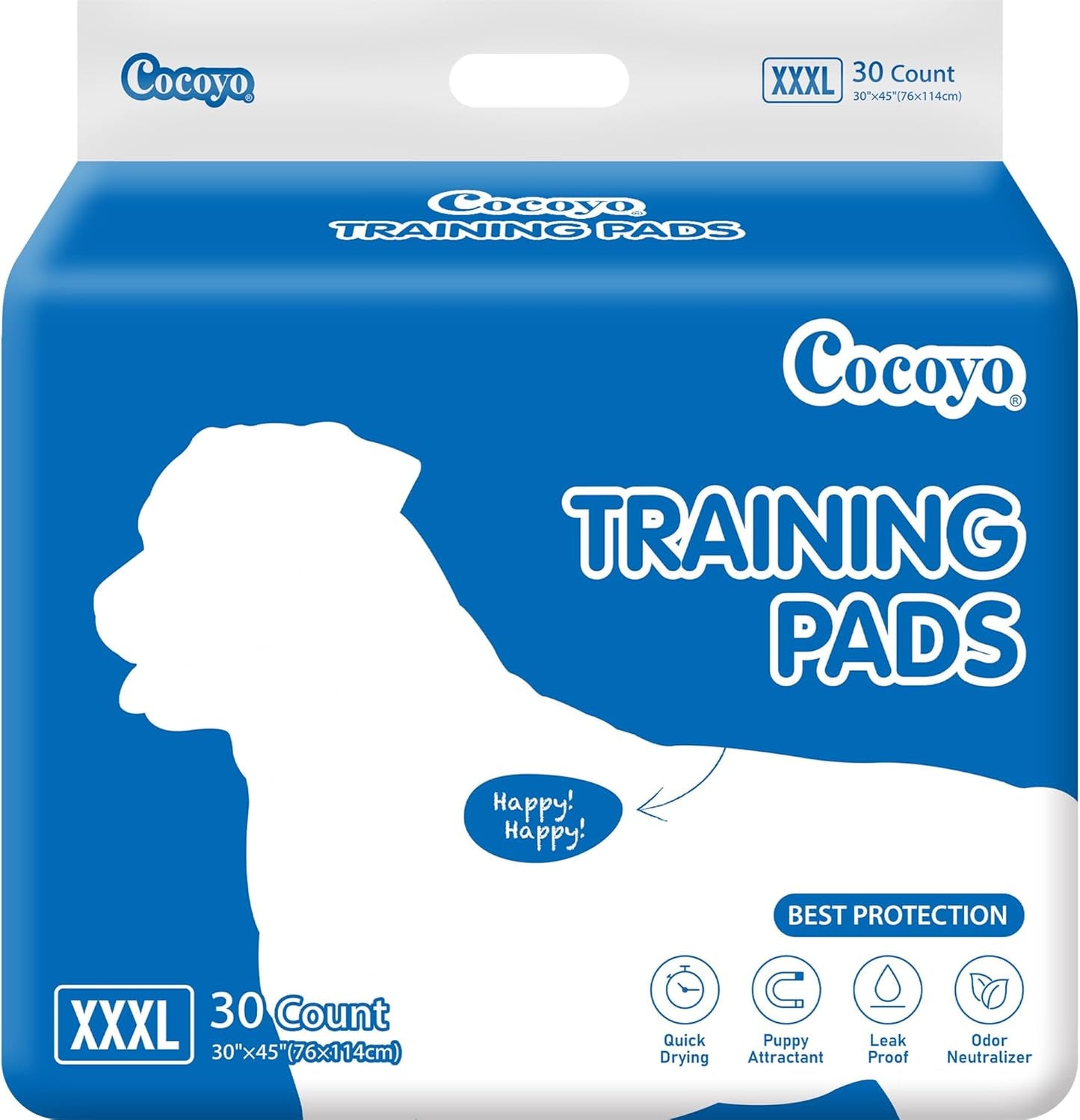 COCOYO giant dog training pads front view super absorbent puppy pee pads