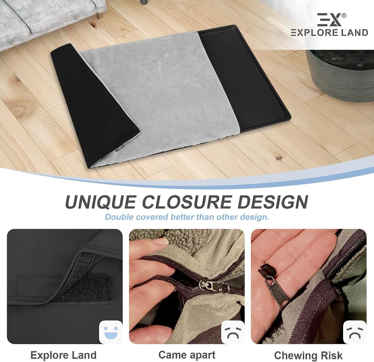 Explore Land quiet pet cage cushion lining installed in metal crate