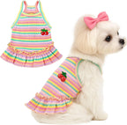 Cute Small Dog Dress Girl Female Dog Clothes Spring Summer Pet Puppy Cats Striped Dress Outfits for Shih Tzu Yorkies Chihuahua Maltese(Strawberry Pink,Small) - Image 9