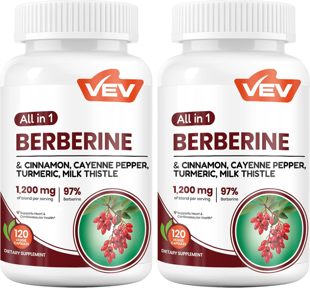 VEV Berberine Supplement with Ceylon Cinnamon, Cayenne Pepper, 120 Capsules - Image 9
