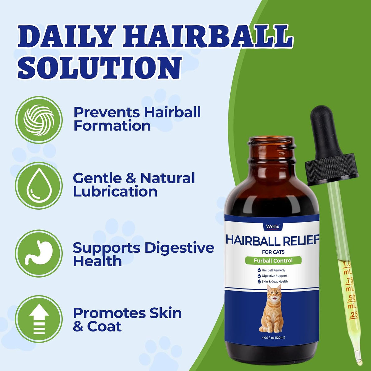 USA imported natural cat hairball treatment liquid being added to wet cat food