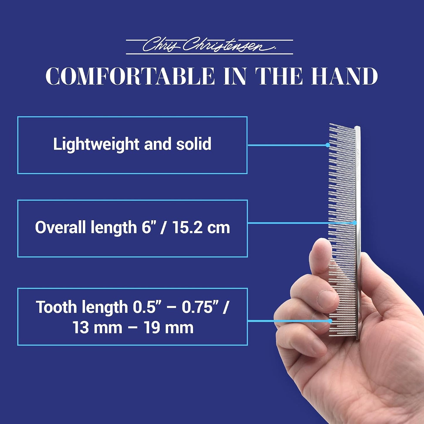 Rounded corners of the dual tooth butter comb preventing friction and hair breakage.