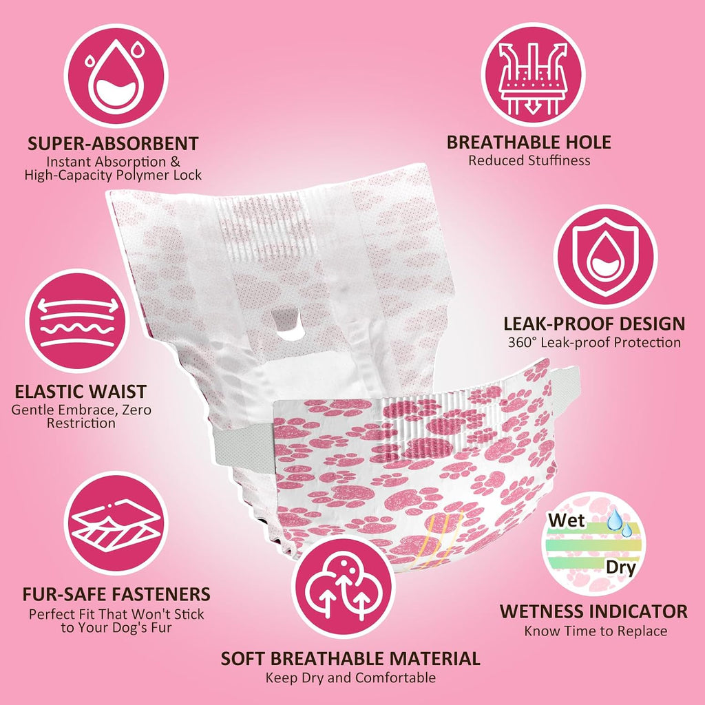 Dono disposable doggie diapers highlighting the customizable cuttable tail hole feature.