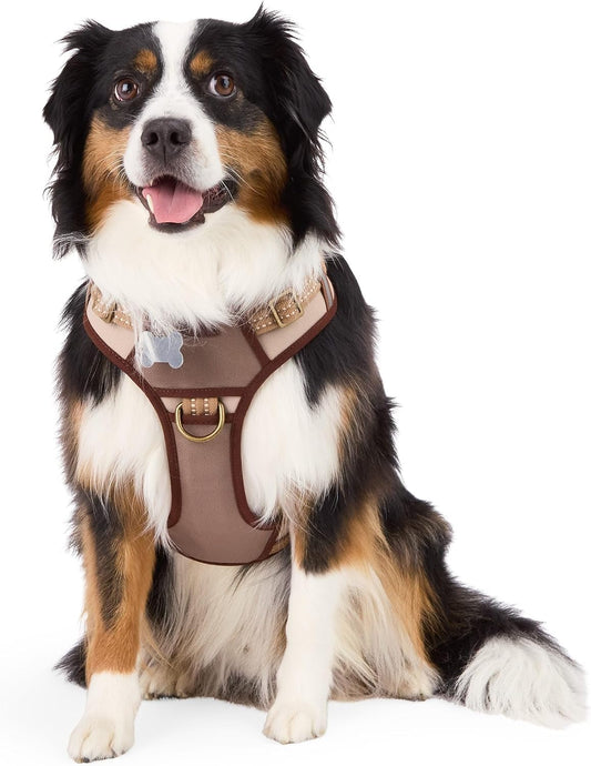 Reddy dog harness navy large featuring faux leather traffic handle