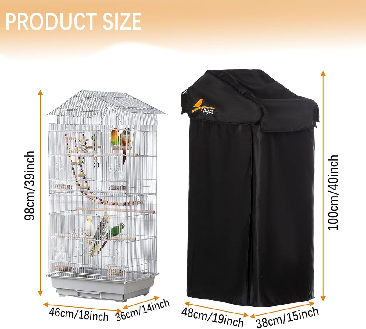 Perfitel blackout birdcage cover folded fabric texture