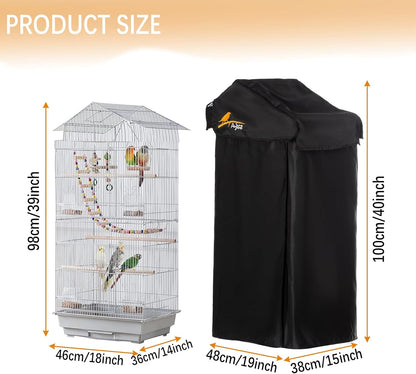 Perfitel blackout birdcage cover showing the breathable nylon twill material texture