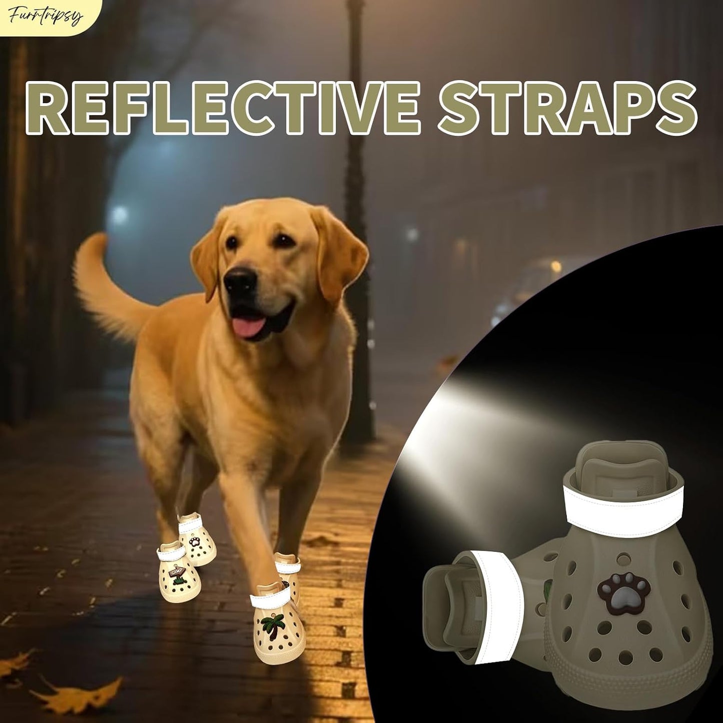 Furrtripsy beige dog shoes set of four
