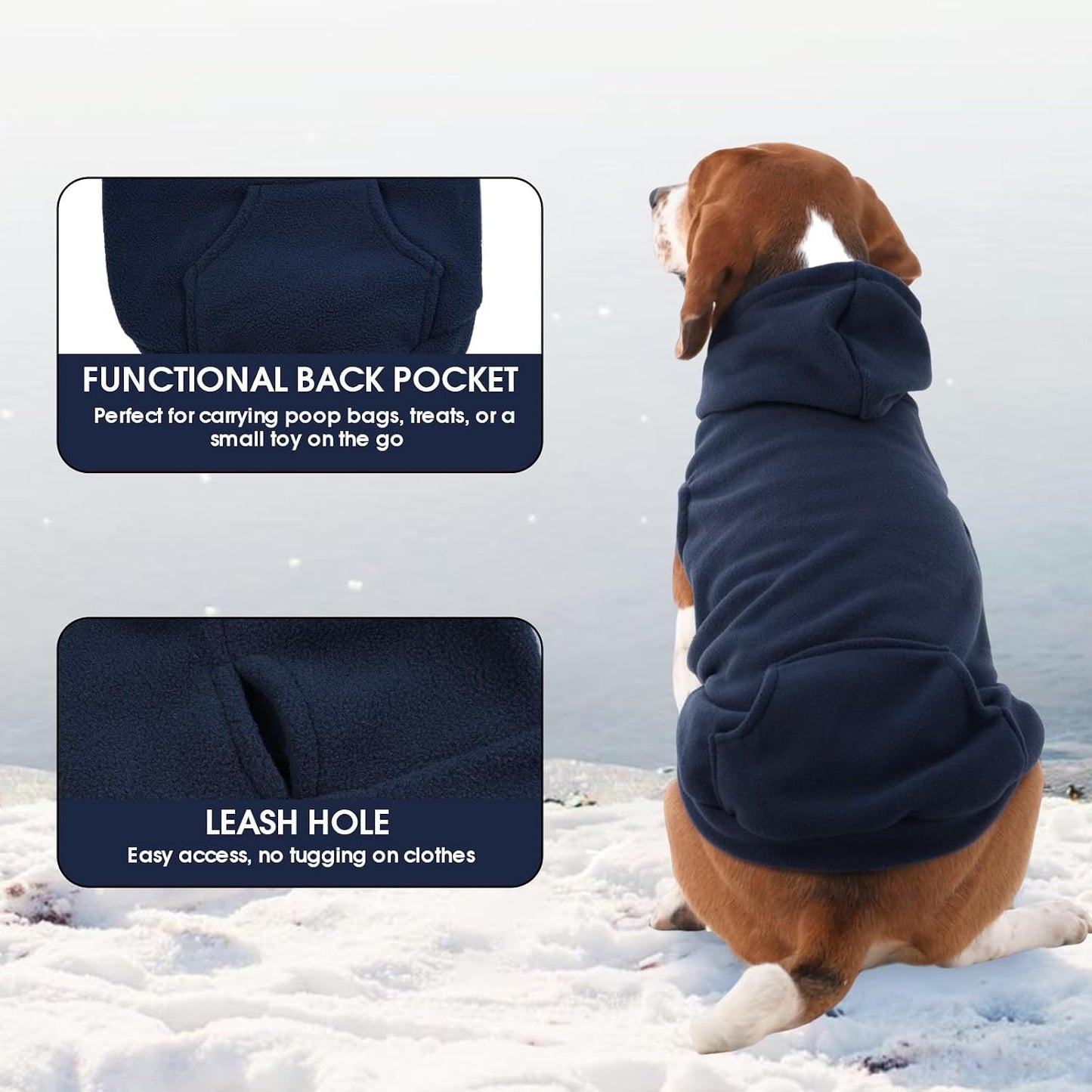 IECOii thermal polar fleece dog apparel for large boy girl dogs