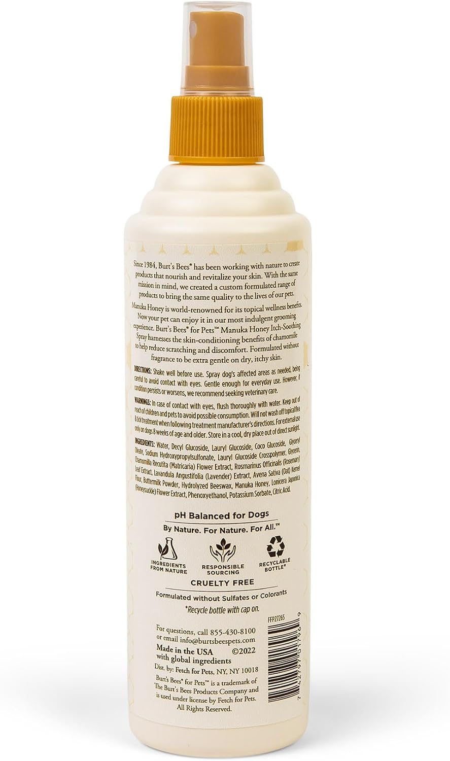 Burt's Bees for Pets Itch Relief Spray for Dogs, Manuka Honey & Chamomile, Soothes Itchy Skin Between Baths, Naturally Derived, No Artificial Fragrances, Sulfates or Colorants, 10 Fl Oz - Image 9