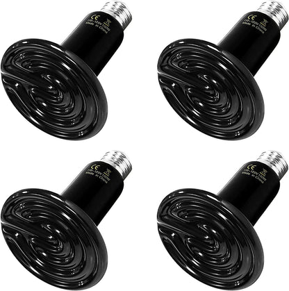 HealSmart Reptile Heat Lamp 100W 2-Pack Ceramic Heat Emitter, No Light Emitting Heat Bulbs for Amphibian Pet Brooder Coop Incubating Chicken, Lizard Bearded Dragon Turtle Snake Terrarium Black - Image 12