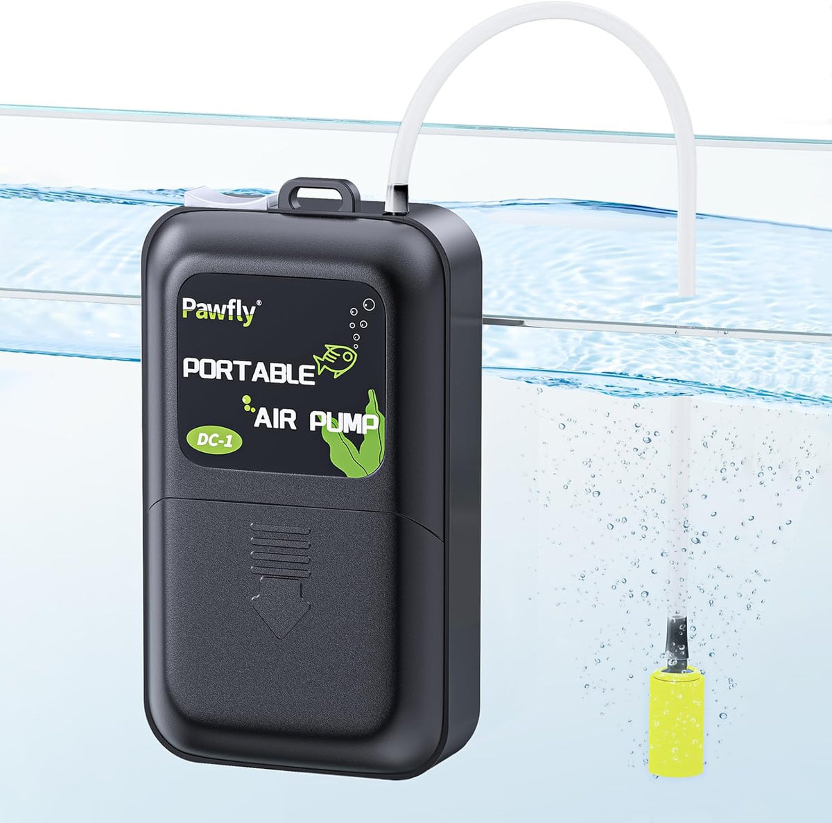 Pawfly aquarium battery air pump front view for fish tanks