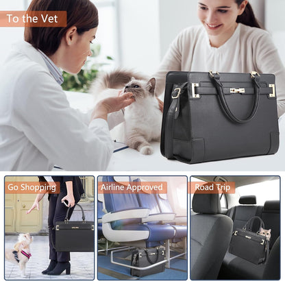 Airline approved cat carrier purse with gold tone hardware