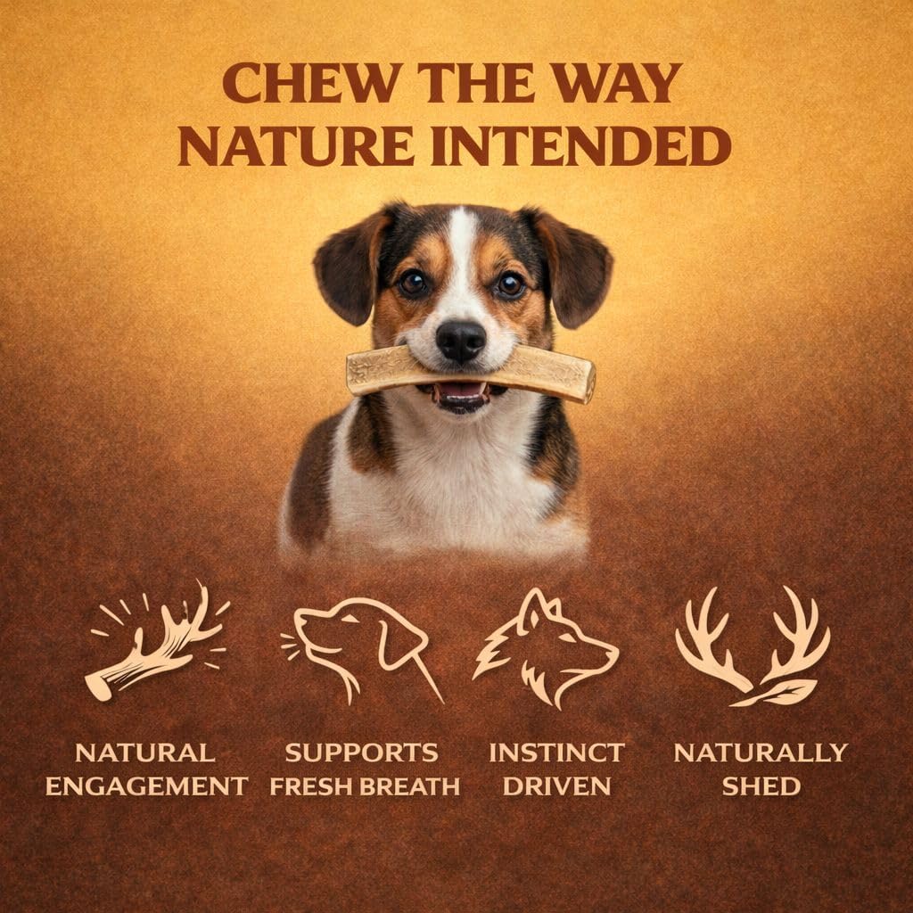 Sanded and trimmed premium elk antler for safe dog chewing