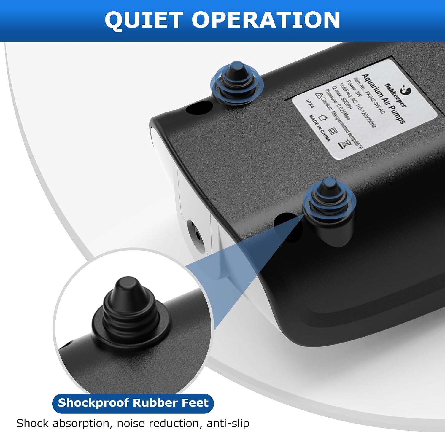 Top view of Fishkeeper fish tank aerator with dual outlet setup