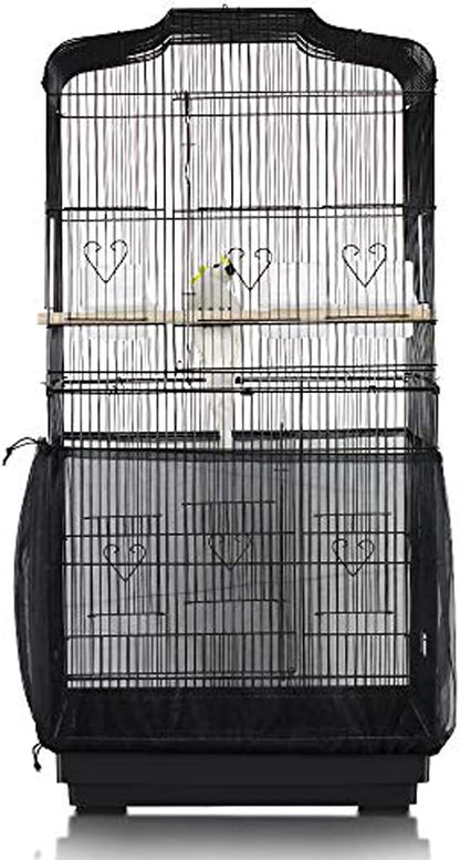Extra large airy gauze bird cage cover guard stretched out showing the lightweight breathable weave