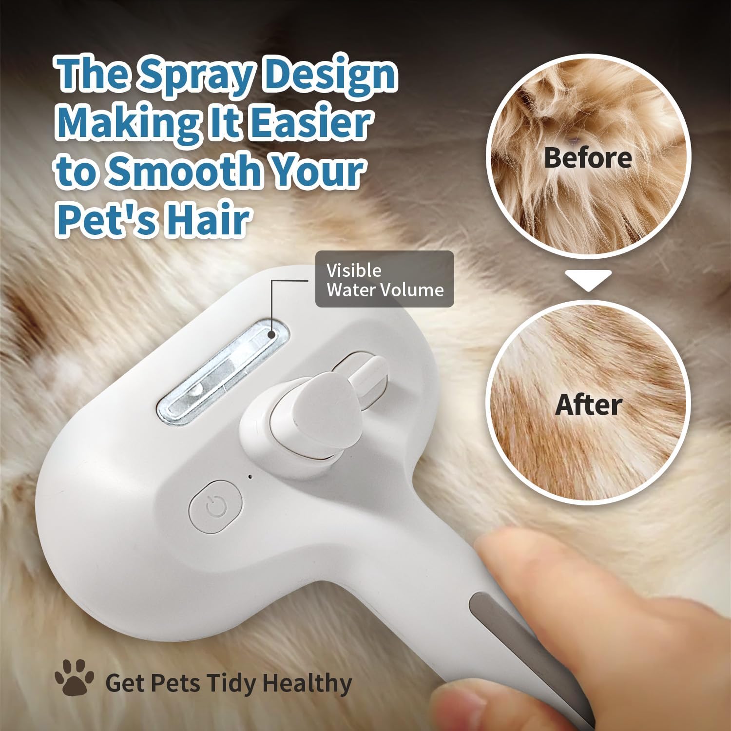 Self cleaning hair release button on HeroKitty pet grooming tool