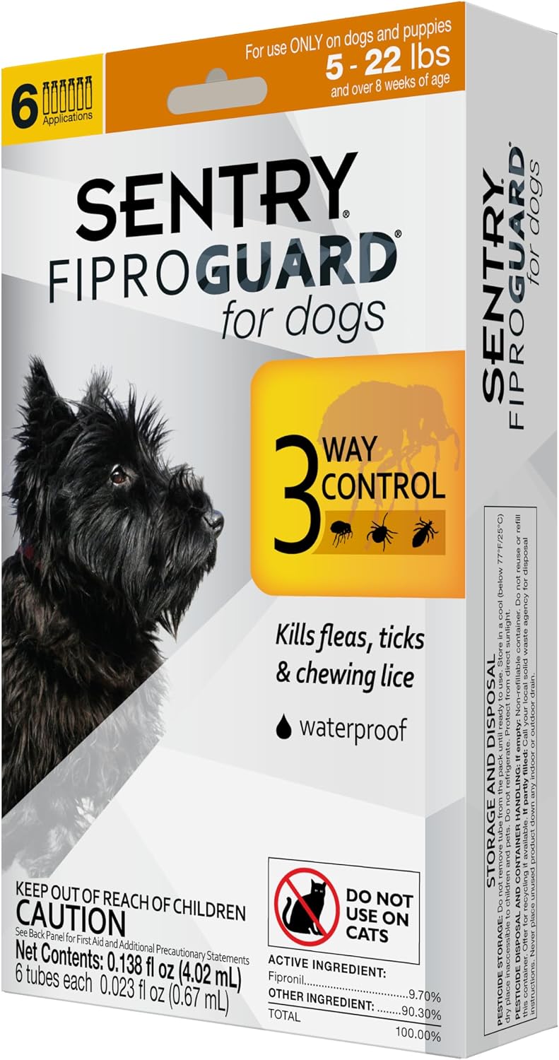 Sentry Fiproguard for Dogs, Flea and Tick Prevention for Dogs (5-22 Pounds), Includes 3 Month Supply of Topical Flea Treatments - Image 10