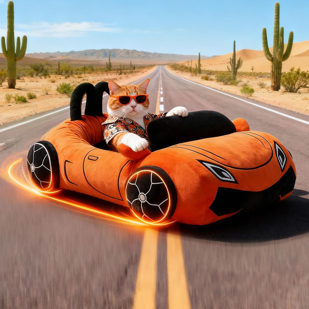 Soft plush interior of the Viefin supercar pet bed.