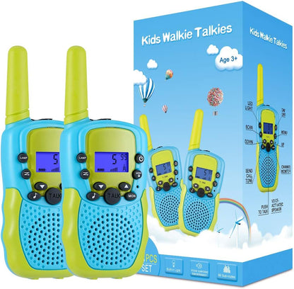 Selieve kids walkie talkies front view showing vibrant yellow and blue colors