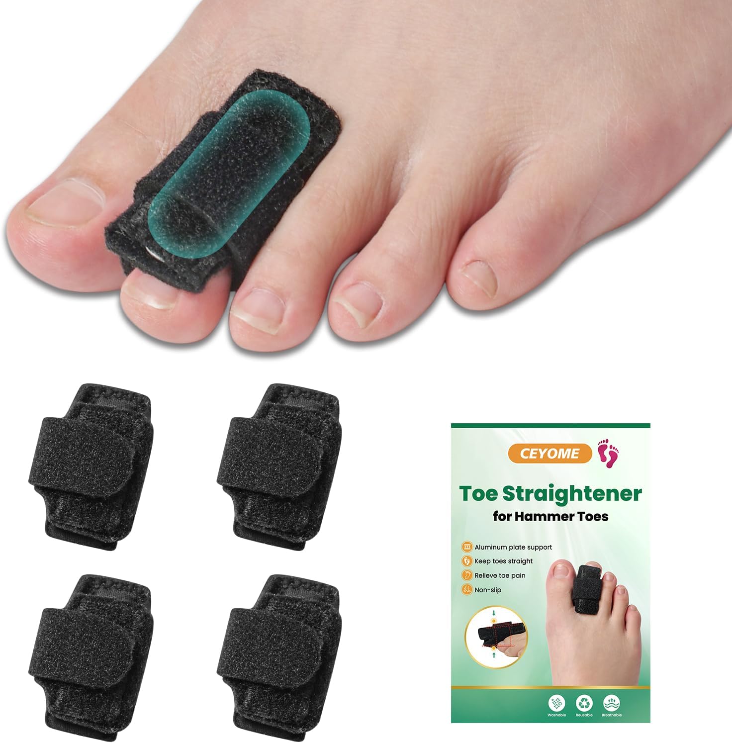 Ceyome Hammer Toe Straightener front view of 4 pack