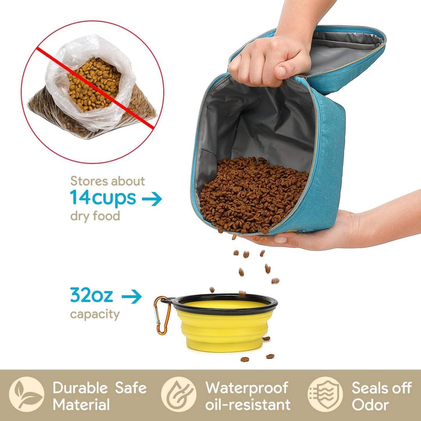 Adjustable shoulder strap detail on dog travel bag