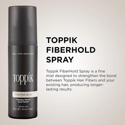 Unscented Toppik finishing spray bottle highlighting the fine mist applicator nozzle.