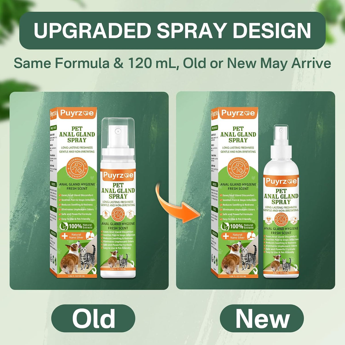 Close up view of the nozzle on the four point zero six fluid ounce pet spray.