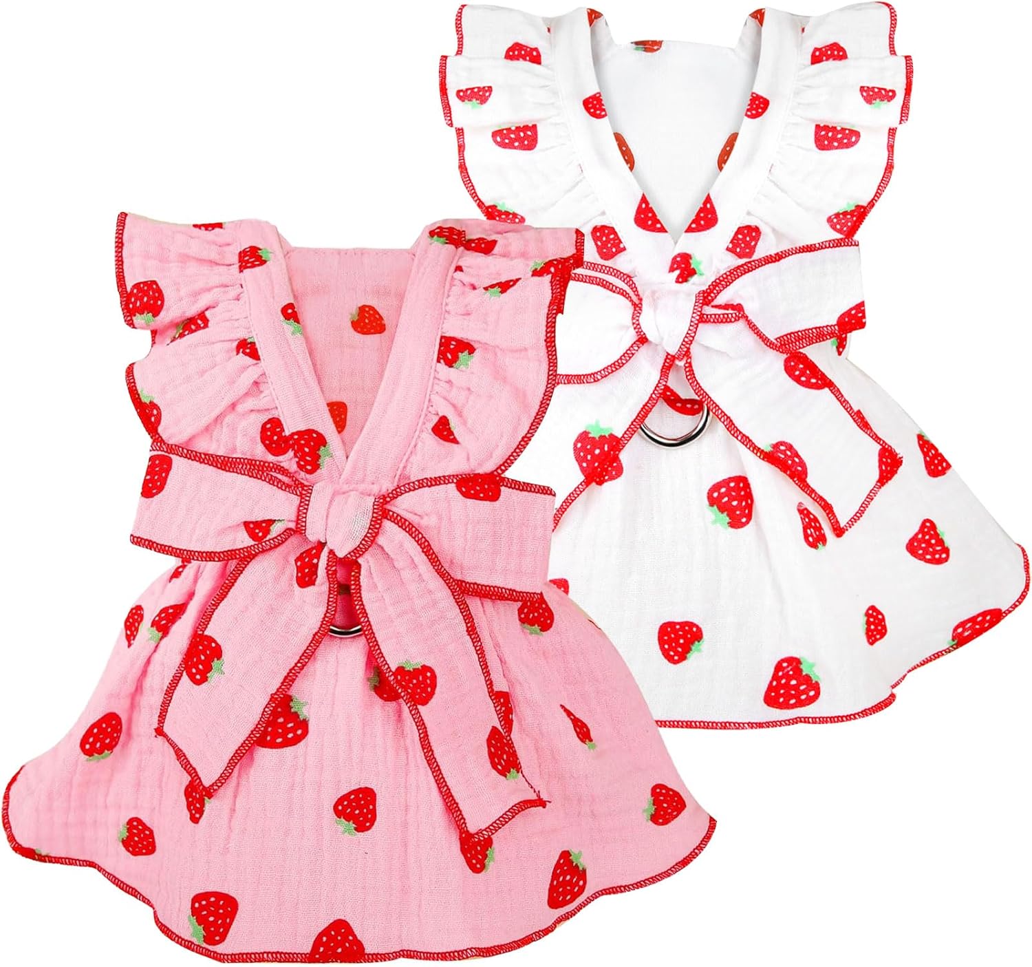 Dog Dresses for Small Dogs Girl Female Dog Cat Clothes Dress Cute Cotton Extra Summer Clothes Bow Decor Printed Love Birthday Outfit Puppy Clothes (Light Pink, Small) - Image 9