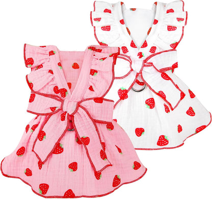 Dog Dresses for Small Dogs Girl Female Dog Cat Clothes Dress Cute Cotton Extra Summer Clothes Bow Decor Printed Love Birthday Outfit Puppy Clothes (Light Pink, Small) - Image 9