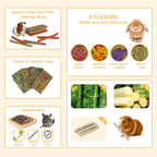 Natural rabbit treats inside the official product packaging view