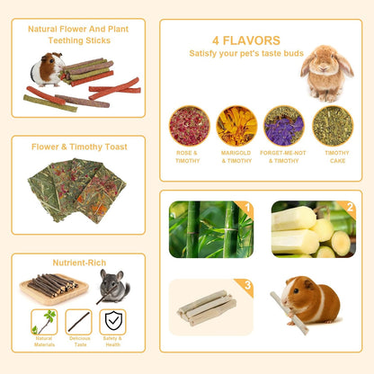Natural rabbit treats inside the official product packaging view