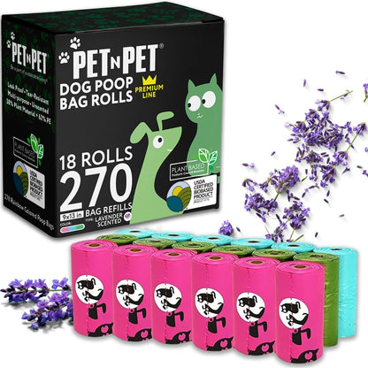Multiuse lavender scented bags for canine waste and cat litter