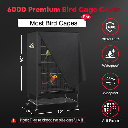Zettum waterproof pet cage cover showing top opening ventilation design