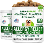 BARK&SPARK Dog Allergy Relief Soft Chews for Skin Health & Seasonal Allergies - Anti-Itch Supplement w/Omega-3, Quercetin & Bromelain Immune Treats for Dry Skin & Hot Spots - Chicken - 120ct - Image 14