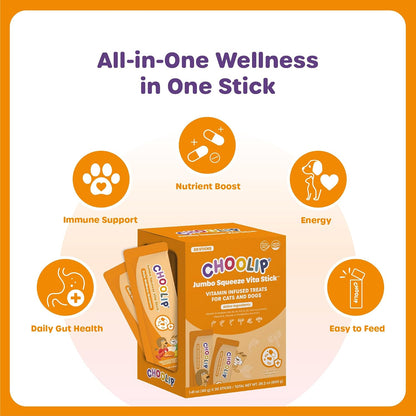 Hand feeding a cat with Choolip squeeze vita stick