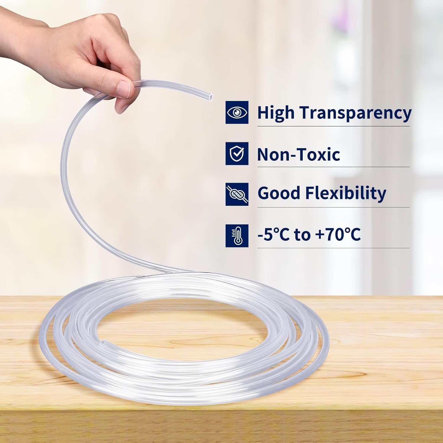 Kink resistant flexible pvc hose for aquarium oxygen and carbon dioxide systems