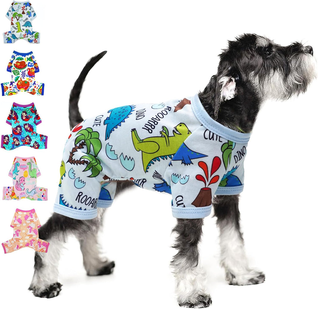 Dog Pajamas Spring Summer Dog Clothes for Small Medium Dogs Girl Boy Cute Soft Puppy Pjs Clothes Doggie Onesies Cat Pet Jammies Outfit (Blue Dinosaur, X-Small) - Image 13