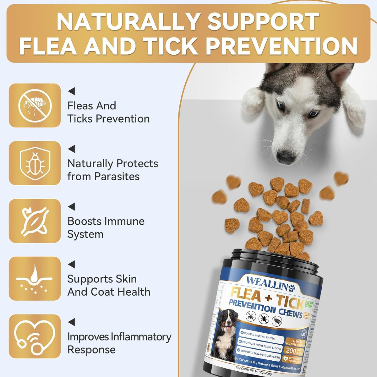 Cudory natural dog oral flea chewable supplement chicken flavor ingredients list
