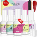 Saviland dip powder liquid set front view showing all 5 bottles