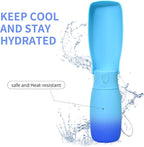 VEPOUYU portable puppy water bowl being operated with one hand to dispense water.