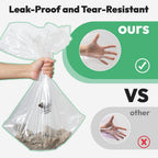 Pre-separated transparent cat litter box bags on a roll