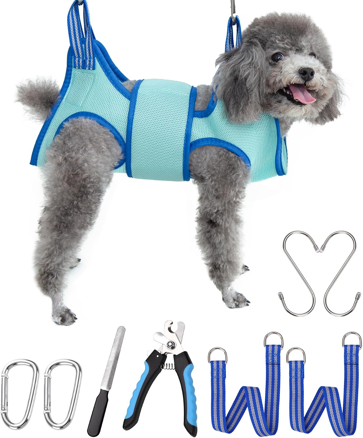 Kkiimatt Dog Grooming Hammock, Medium Hanging Harness Holder Hanger for Nail Clipping,Nail Trimming Hammock,Dog Sling Restraint with Thick Fabric Neck Support for Claw Care - Image 9
