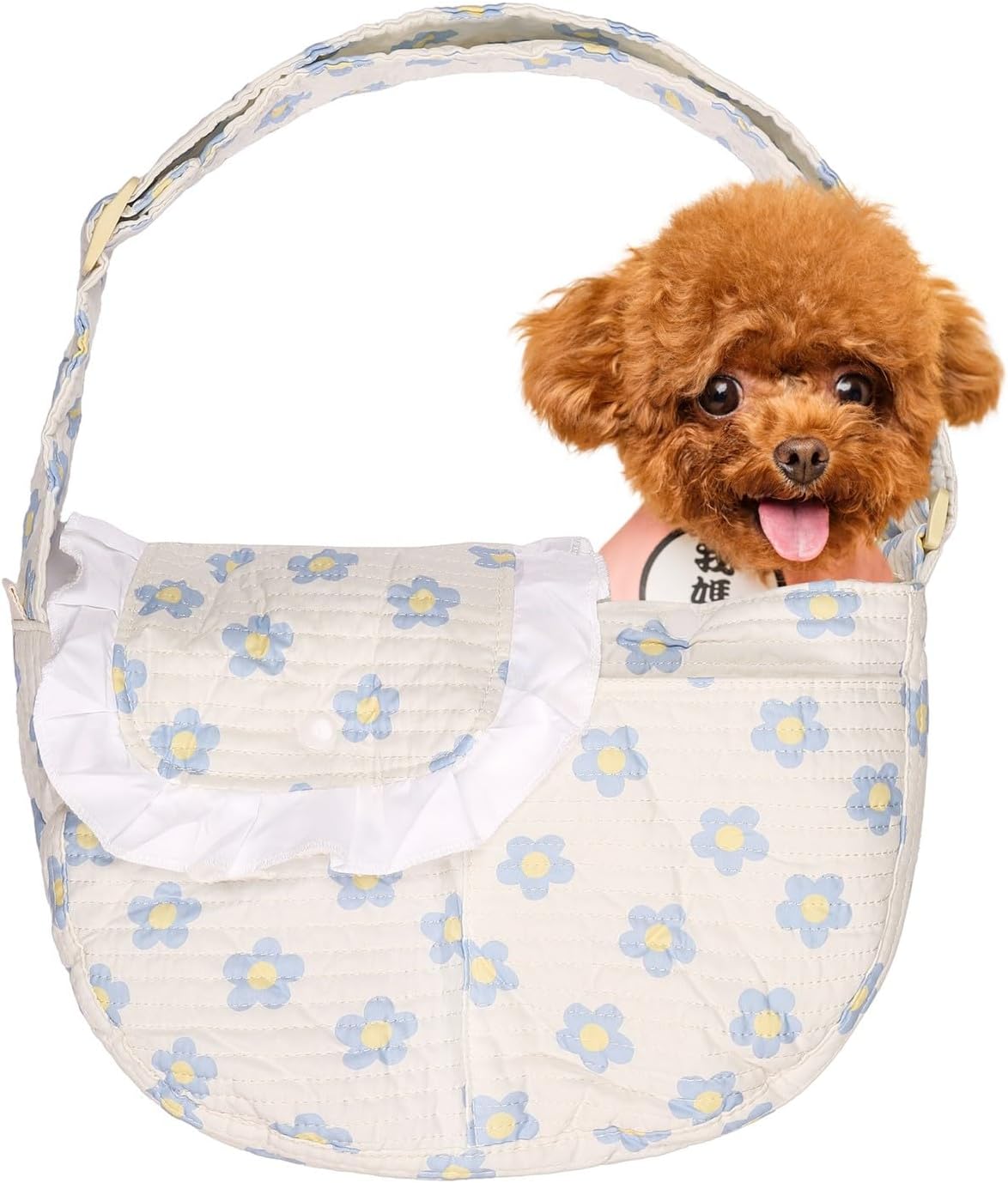 Adjustable strap mechanism on pet crossbody carrier