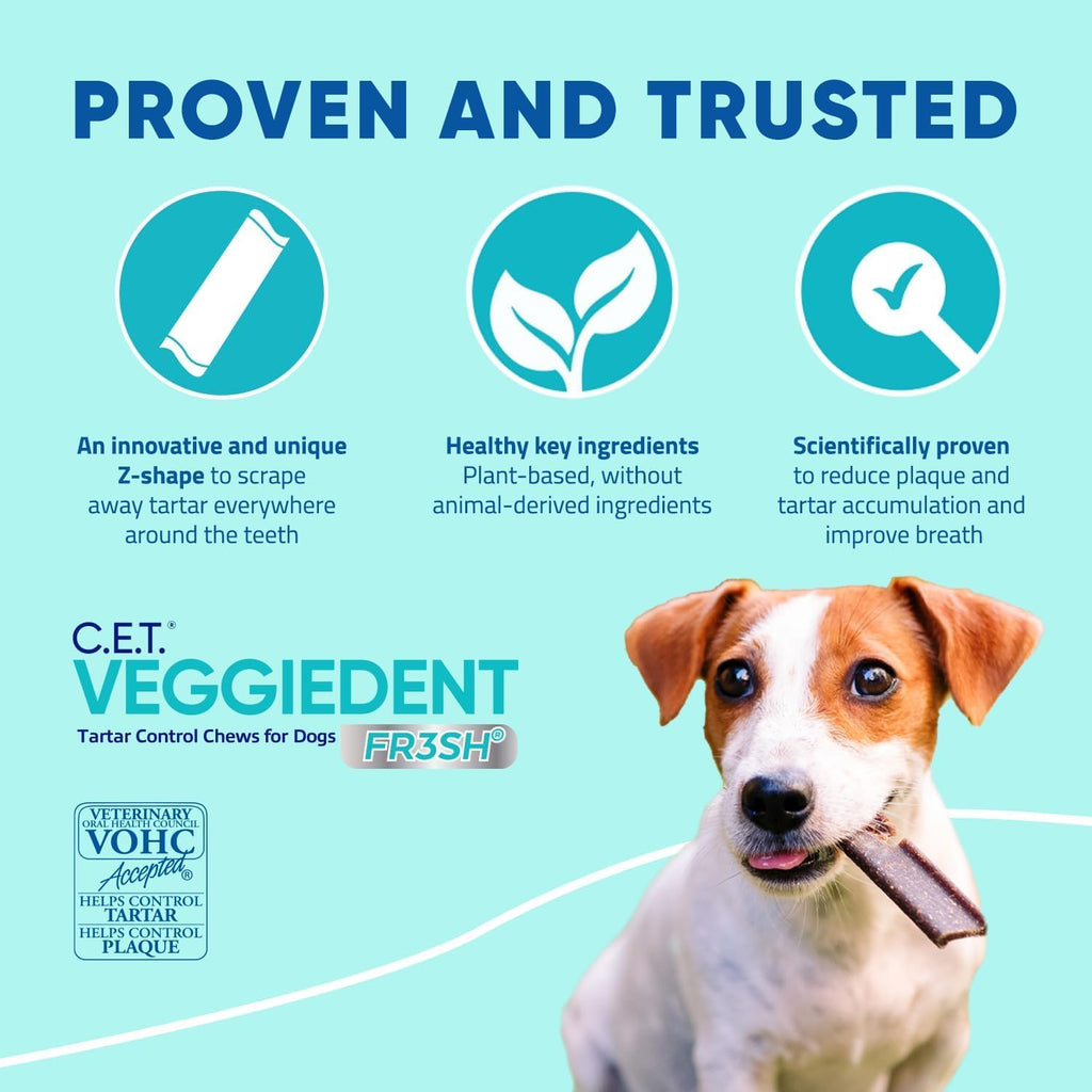 Dog tartar control chews with prebiotic formula for healthy digestion