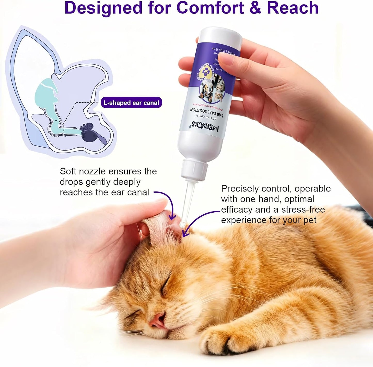 Close up of Mekseks natural pet ear wash label