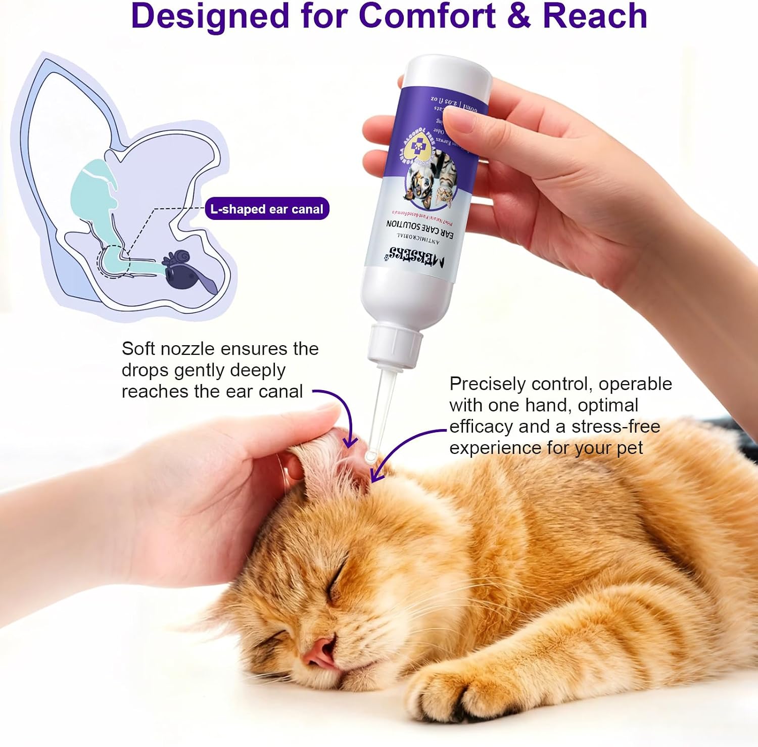 Close up of Mekseks natural pet ear wash label
