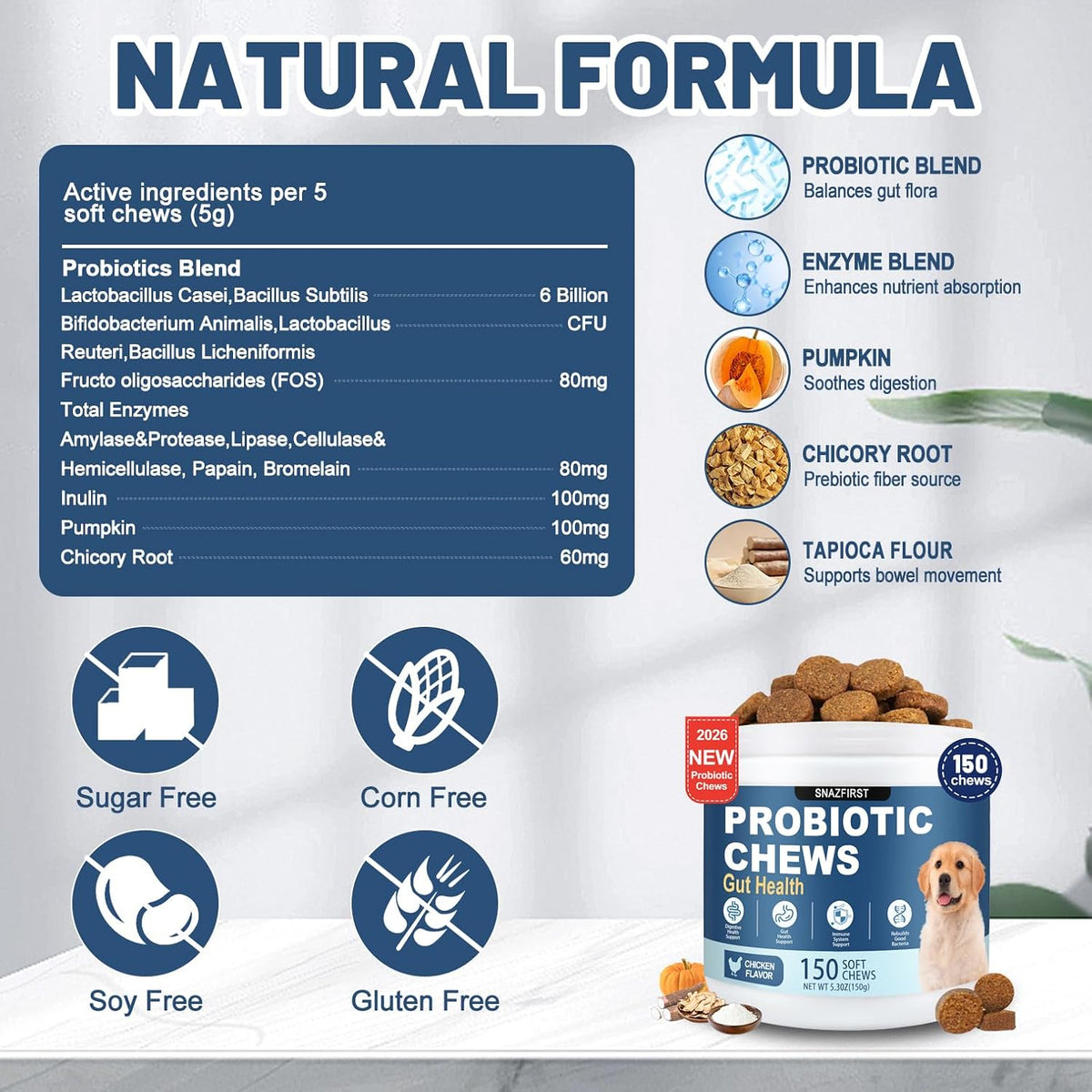 Drool Duke canine probiotics supplement for diarrhea and constipation relief.