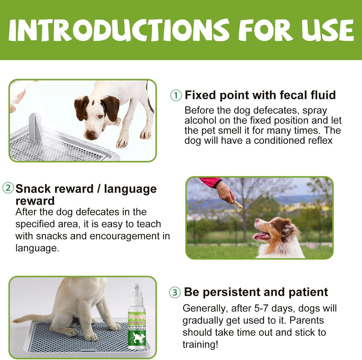 Joanofarc puppy potty training spray bottle with training pads